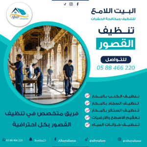 "فريق تنظيف محترف يقومون بتنظيف قصر"